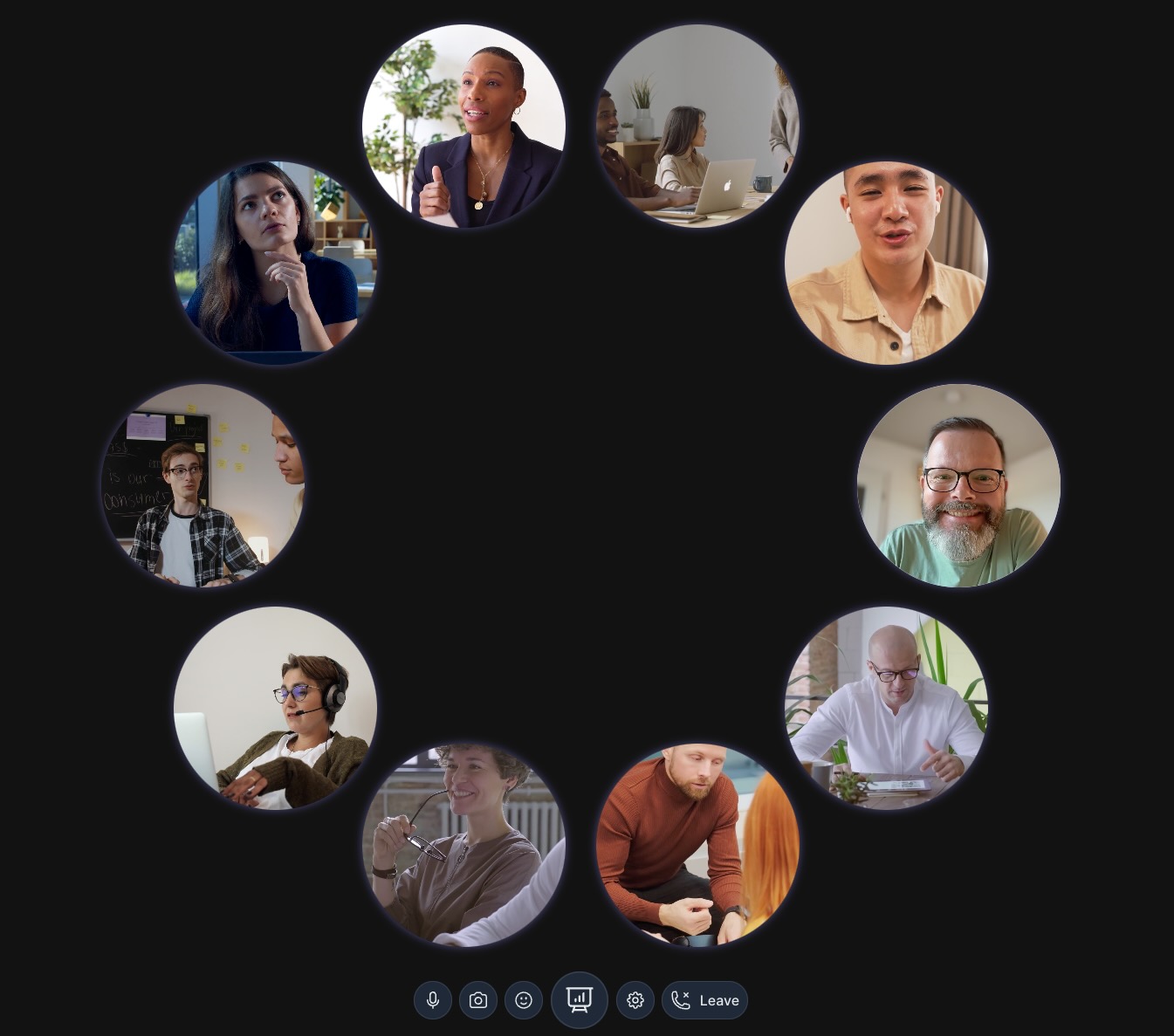 Round table video layout in HxMeet