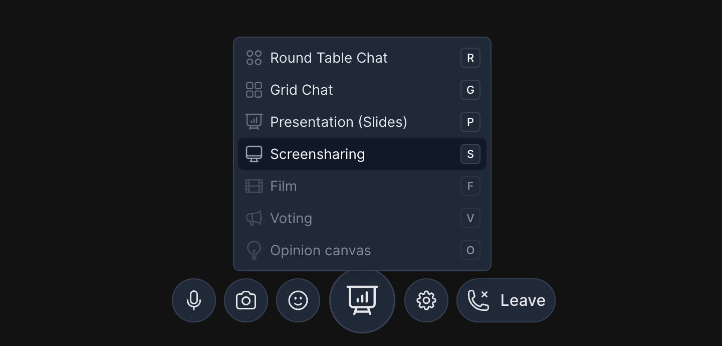 Start screensharing in HxMeet